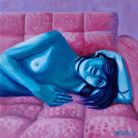 "Afterglow" Original Oil Painting on Cradled Wood Panel, Size 10" x 10" x 0.8" - Picture 2 of 6